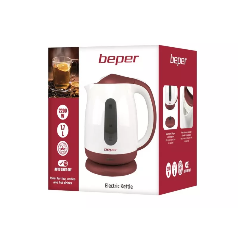 Hervidor eléctrico Beper 1,7L 2200W negro