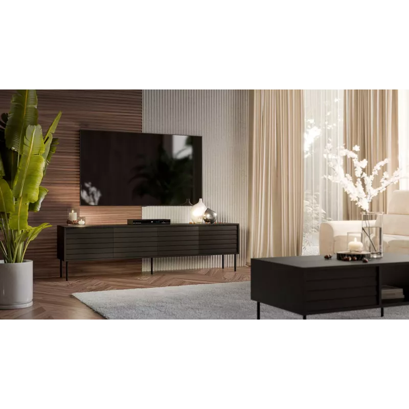 Mueble TV Cama CORTINA 4D 200x40x55 negro