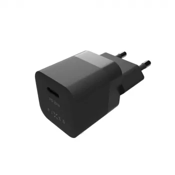 Cargador USB-C de viaje FIXED FIXC25M-C-BK, cable fijo, 25 W, compacto