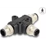 Divisor de cable DeLOCK M12 divisor en T codificación A de 4 polos 1 x conector macho a 2 x conector macho