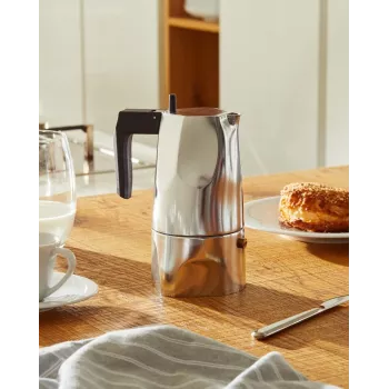 Cafetera espresso Alessi MT18/3 Ossidiana, acero inoxidable, aluminio, 3,5 x 18,5 x 40,5 cm