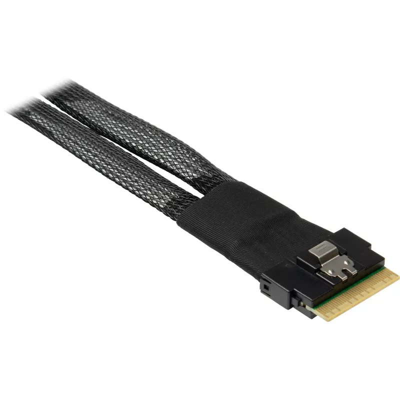 Cable INTER-TECH SFF-8654-8i a 2× SFF-8654-4i, 70 cm cable divisor interno