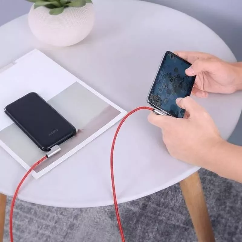 Cable USB a Lightning Aukey CB-AL01 rojo – trenzado de nylon, conector Lightning para dispositivos Apple