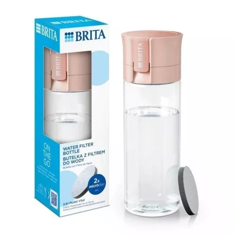 Botella filtrante BRITA Vital Peach 600 ml con filtros BRITA MicroDisc (5 discos)