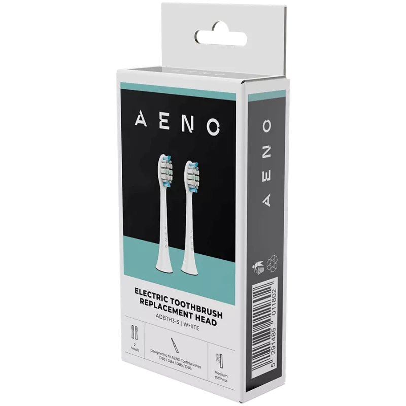 Cabezales de cepillo de repuesto AENO, blanco, cerdas Dupont, pack de 2 (para ADB0003/ADB0005 y ADB0004/ADB0006)