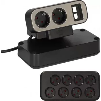 Alargador de corriente Brennenstuhl 1153580100 2m 10 tomas de corriente interior negro plateado