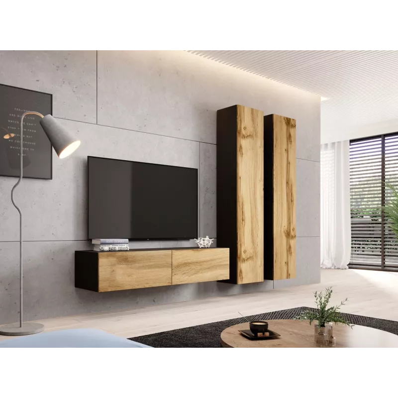 Armario cerrado Cama VIGO '180' 180/40/30 negro/roble Wotan