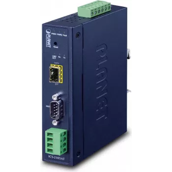 Convertidor Planet industrial RS-232 -422 -485 a IP - 1x COM - 1x 100Base-FX -SFP - 9-48VDC - -40-+75