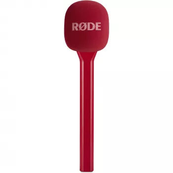 Micrófono de entrevistas portátil Rode Interview GO – Rojo (compacto, de mano, plug-and-play)