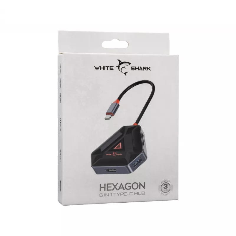 White Shark Hexagon hub USB-C 6 en 1