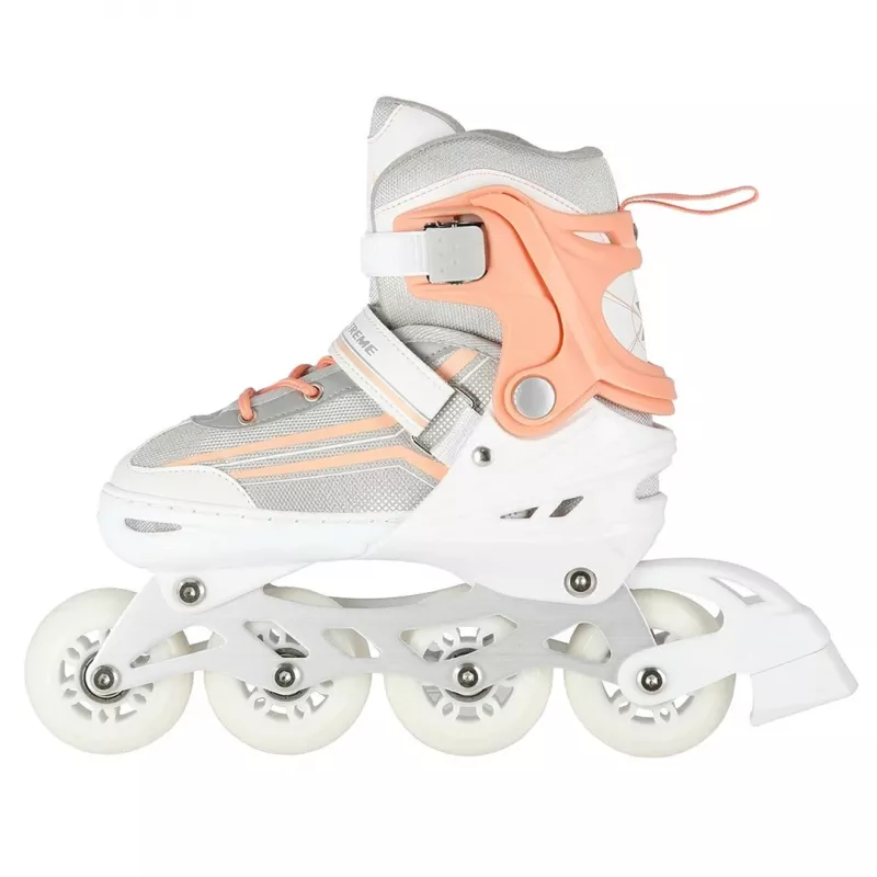 Patines en línea 2IN1 Nils Extreme NH18190 blanco/rosa talla S (29-33) con patines de hockey intercambiables