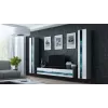 Soporte TV Cama Meble VIGO NEW 30/140/40 — 1400×400×300 mm, parte superior gris, tablero de partículas, marco gris, frentes blanco brillante