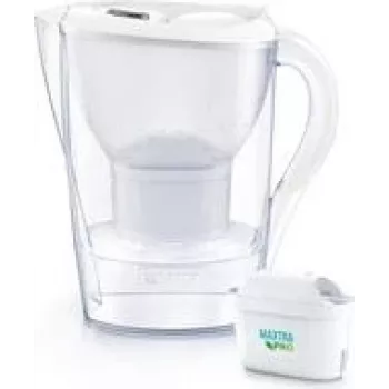 Jarra filtrante de agua BRITA Marella blanca con 1 cartucho ALL-in-1 y 1 cartucho Extra Lime, capacidad útil de 1,0–1,5 L