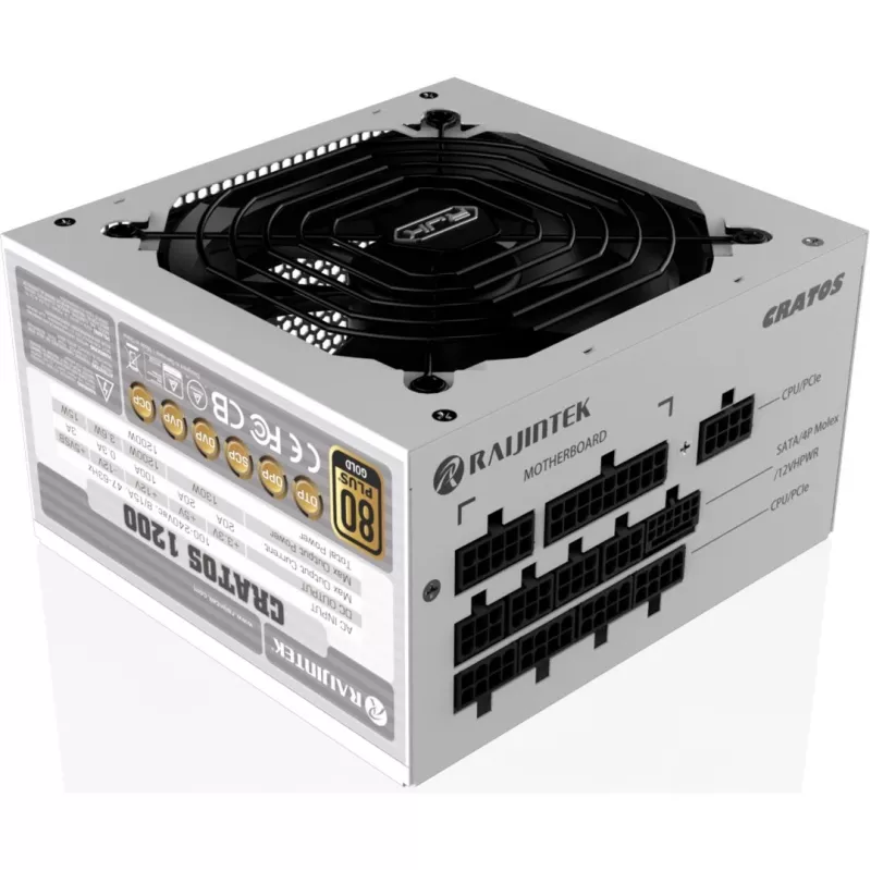CRATOS 1200 blanco, fuente de alimentación para PC blanca, gestión de cables, 1200 vatios