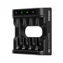 Cargador de baterías XTAR 4 ranuras para AA/AAA (Li-Ion, NiMH) USB-C, indicadores LED, negro