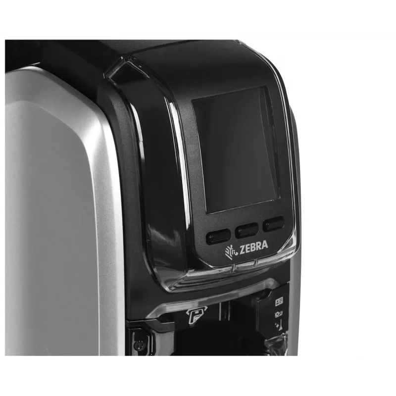 Impresora de tarjetas de plástico Zebra ZC300 – Sublimación de color/Termotransferencia, 300x300 DPI, LCD, alimentación de 100 hojas, Ethernet, Plata/Negro