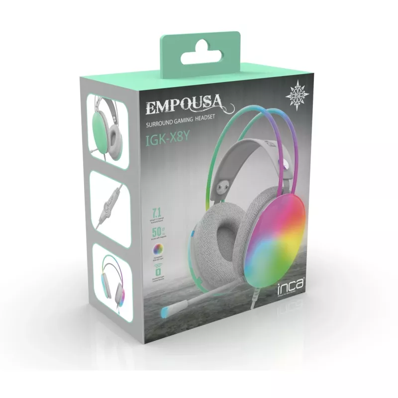 Cian Technology GmbH Headset gaming INCA IGK-X8Y 7.1 USB RGB-LED turquesa - Headset