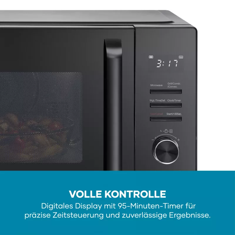 Microondas combinado SEVERIN MW 7798, de sobremesa, 29 l, 900 W, negro, plato giratorio de 315 mm