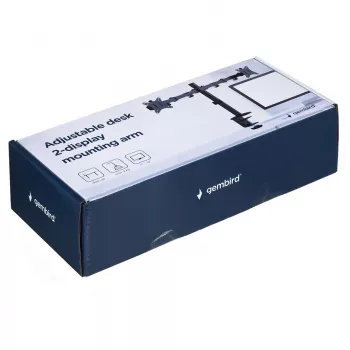 Soporte para monitor Gembird MA-D2-01 para 2 pantallas de hasta 32 pulgadas, VESA 75x75–100x100, pinza, 18 kg, negro