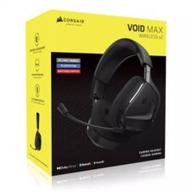 Auriculares gaming inalámbricos CORSAIR VOID V2 MAX — Carbon, iluminación RGB, 7.1 Surround