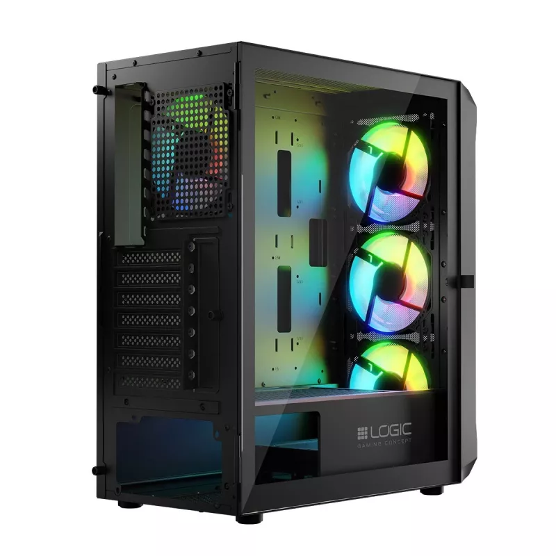 Carcasa LOGIC CONCEPT Portos ARGB ATX Mid-Tower, negra