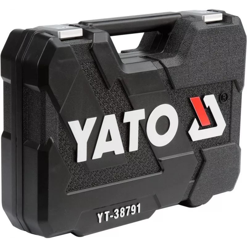Juego de vasos de carraca YATO YT-38791 — 108 piezas, accionamiento 1/2 inch, incluye carraca, maletín negro