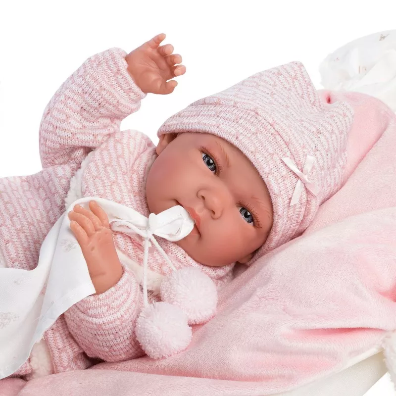 Muñeca 73860 muñeca bebé Nica sobre manta rosa 38 cm Llorens