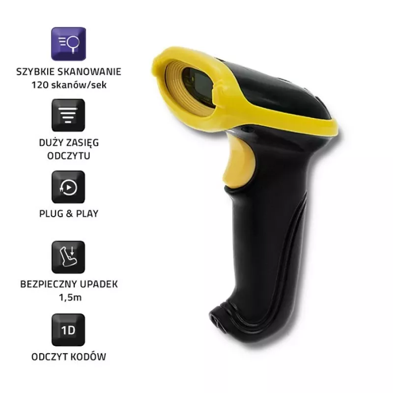 Lector de códigos de barras láser inalámbrico Qoltec 50862 1D | 2.4GHz