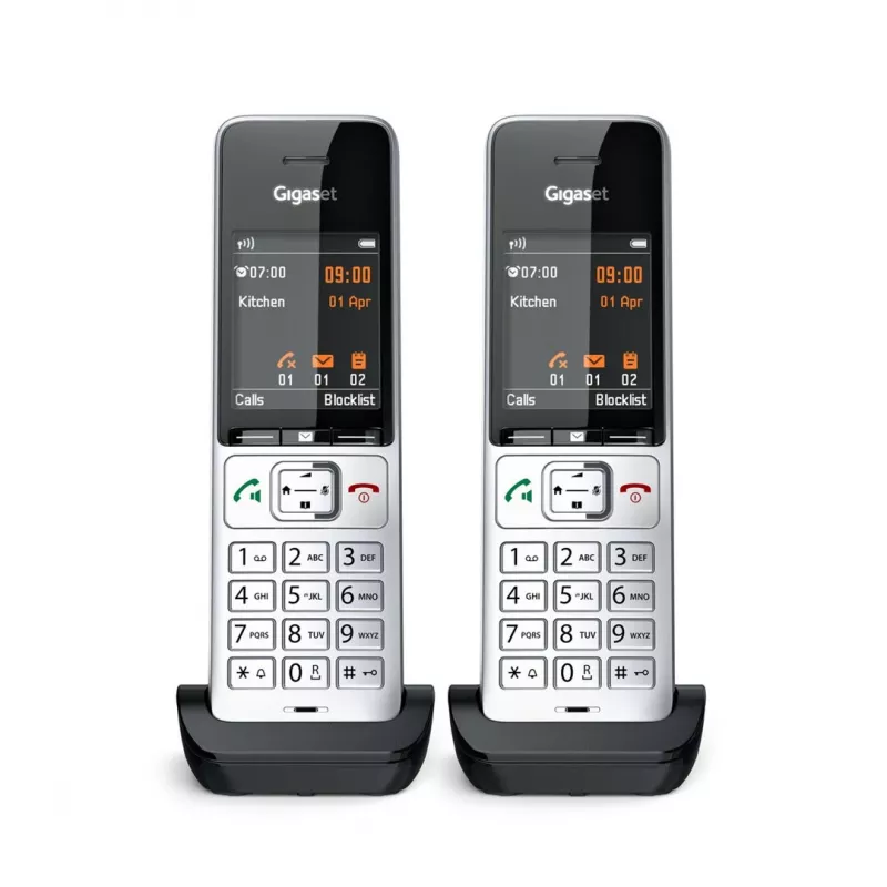 Teléfono analógico/DECT Gigaset COMFORT 500HX duo con identificación de llamadas negro, plata