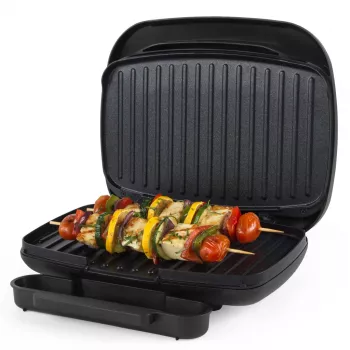 Parrilla eléctrica Petra PT4366MBLKVDE negra con recubrimiento antiadherente y temperatura ajustable