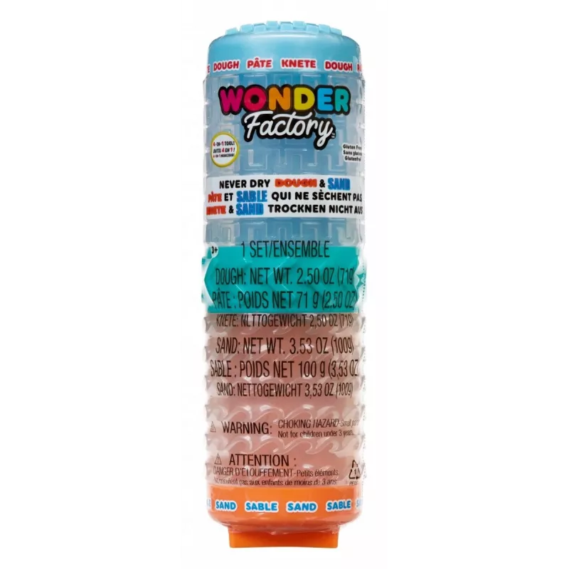 Plastilina Wonder Factory Never Dry Dough, azul claro, naranja