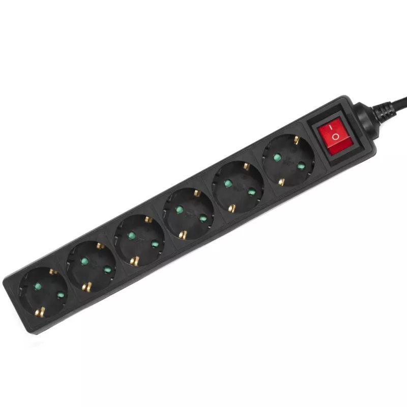 Regleta MACLEAN MCE195G 6 tomas, cable 5 m, negra