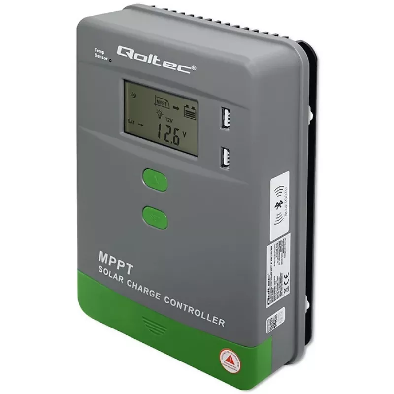 Regulador de carga solar MPPT QOLTEC 53662 con sensor de temperatura