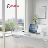 Regleta MACLEAN MCE395 W — 5 tomas de corriente, 3×USB A, 110–240 V AC, 2,1 A USB, máx. 2500 W, blanca, cable de 1,5 m