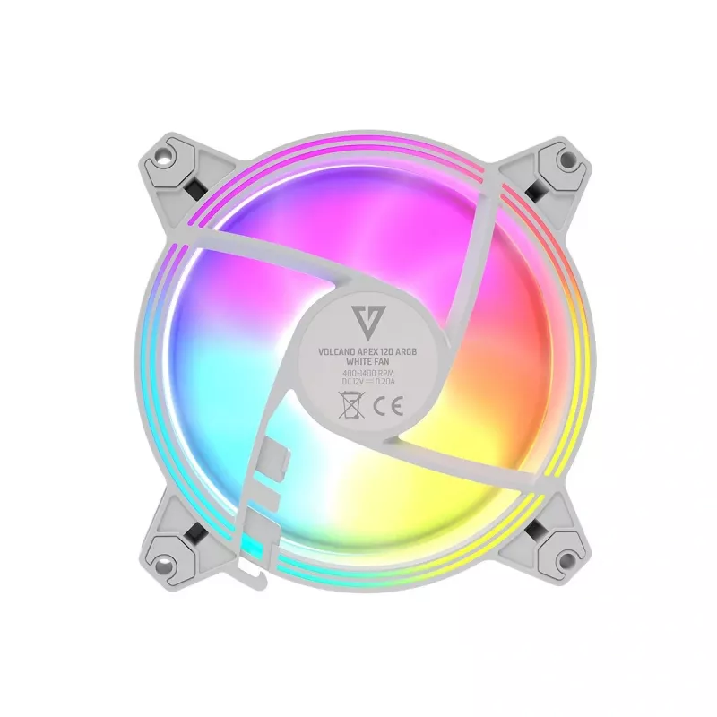 Ventilador de caja 120mm MODECOM VOLCANO APEX 120 ARGB blanco — ventilador ARGB 120mm