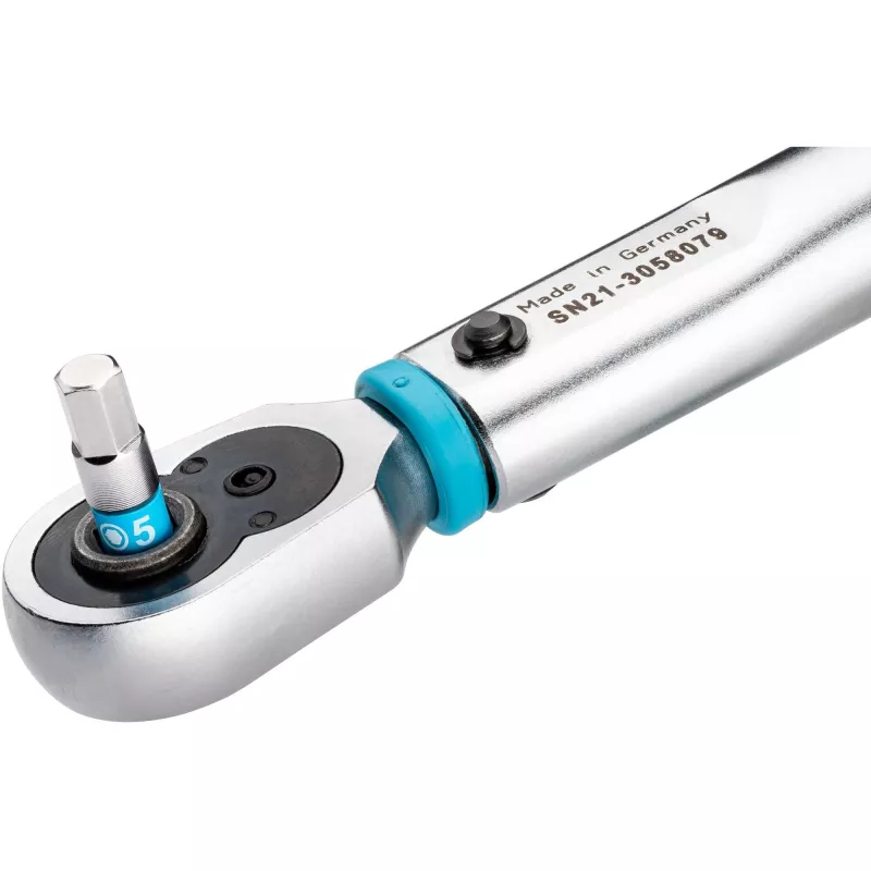 Llave dinamométrica 5107B-3CT para puntas, 1/4 (azul/negro, carraca reversible)