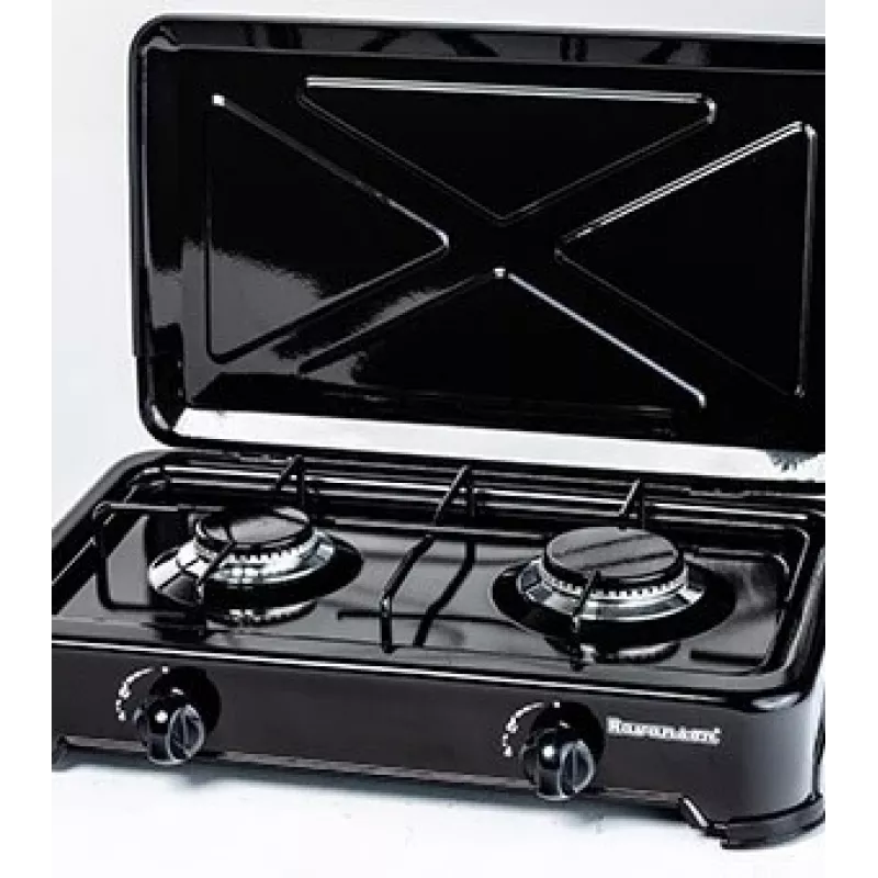 Fogón de gas para encimera Ravanson K-02TB [negro; 2 zonas]