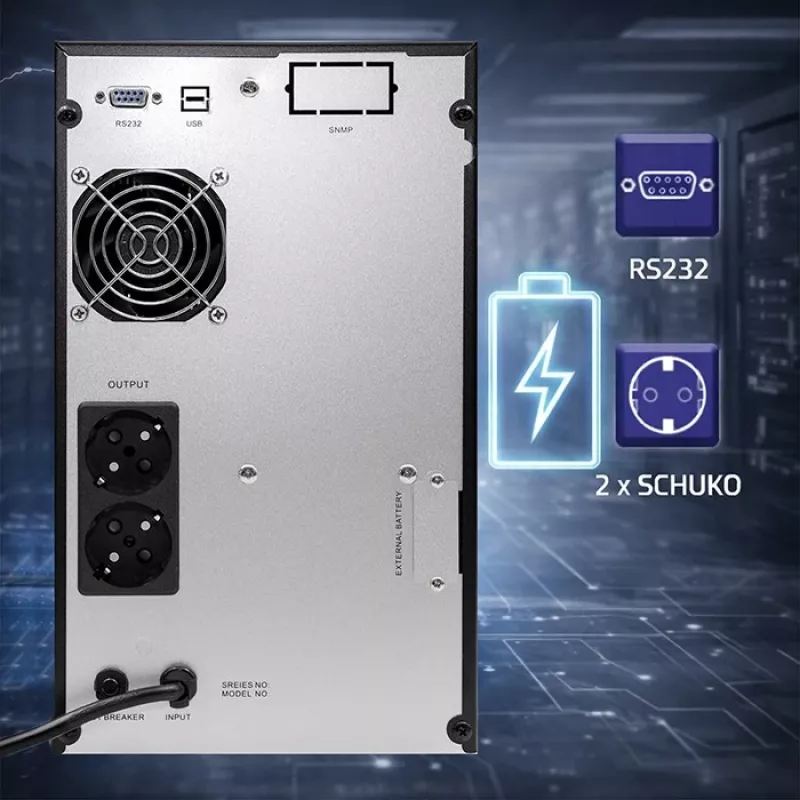 SAI QOLTEC onda senoidal pura 3kVA 2400W con AVR y pantalla LCD