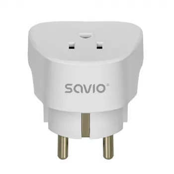 Adaptador de viaje SAVIO AP-01, enchufe US – conector EU