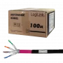 Logilink Professional - Tambor de cable - 100 m - S/FTP - cable bruto Cat.7 - libre de halógenos, exterior, soporte Gigabit Ethernet, instalación directa en tierra - negro (CPV0082)