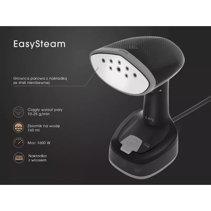 Lafe EasySteam LAFZEL47580 vaporizador de ropa, 1600 W, negro