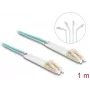 Delock - Cable de red - LC multimodo (M) acodado a LC multimodo (M) acodado - 1,0 m - Fibra óptica - Duplex - 50/125 micrómetros - OM3 - libre de halógenos - aguamarina (88079)