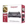 Beper 90.871 barbacoa eléctrica, placa antiadherente de 39 x 29 cm, tapa de cristal, 2200 W, negra
