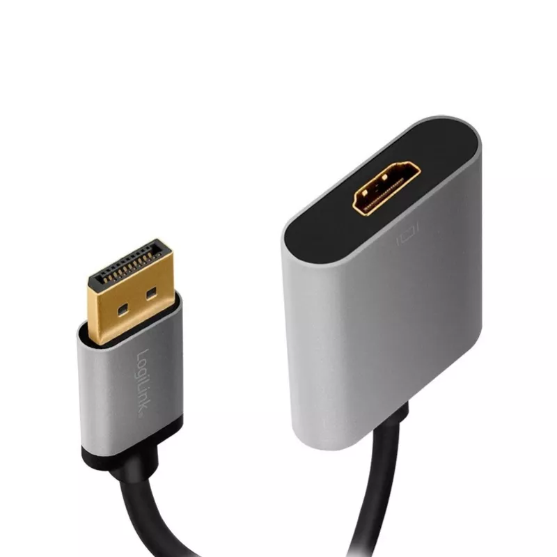 LogiLink CDA0108 Adaptador de cable de vídeo 0,15 m DisplayPort HDMI Negro Gris