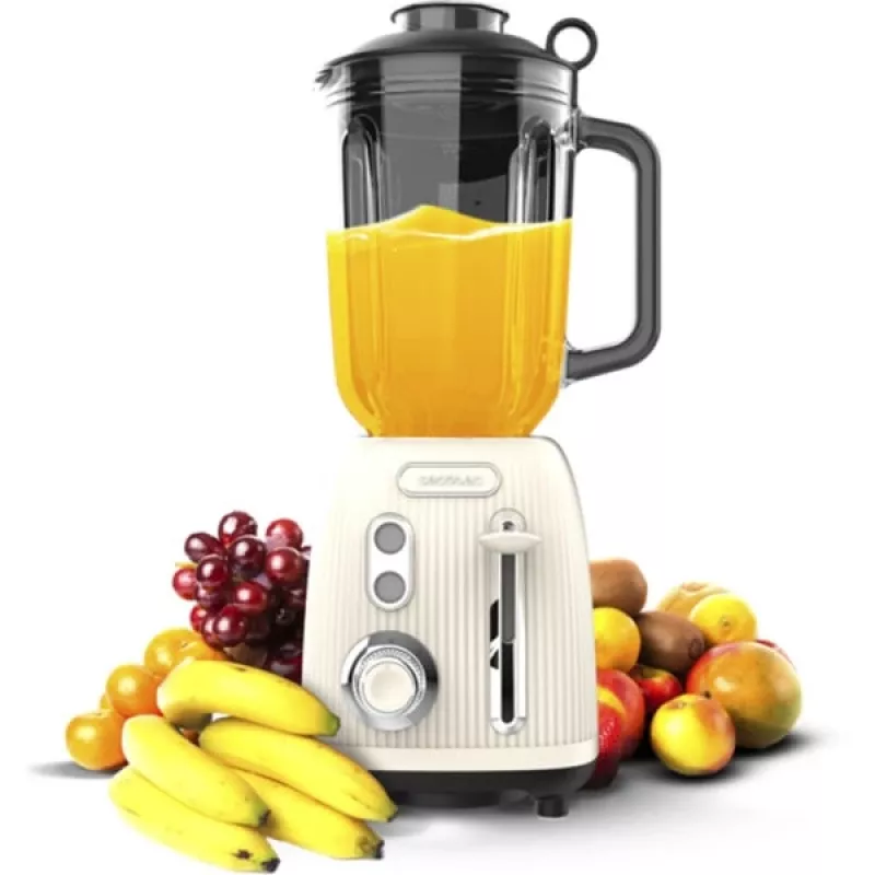Cecotec Power Black Titanium RetroBeige batidora de vaso, 1200 W, 1,5 l