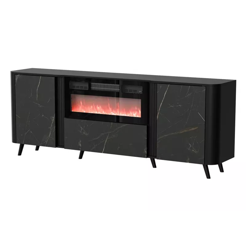 Cómoda Cama Meble Volare 200 x 39 x 75 cm, negro / San Sebastian, aglomerado