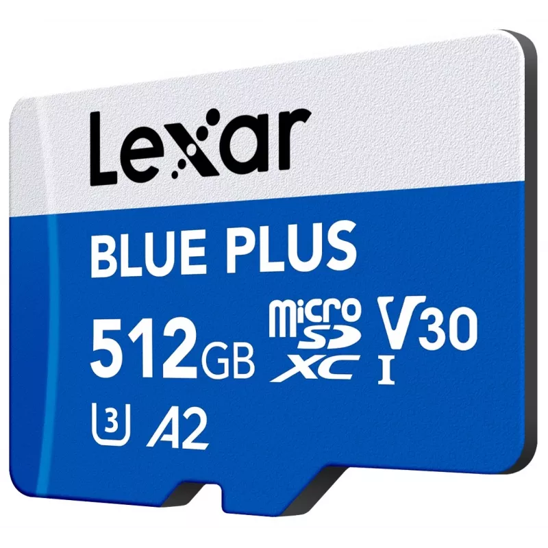 Tarjeta de memoria MicroSDXC Lexar BLUE PLUS 512 GB, UHS‑I, lectura 170 MB/s, U3/V30