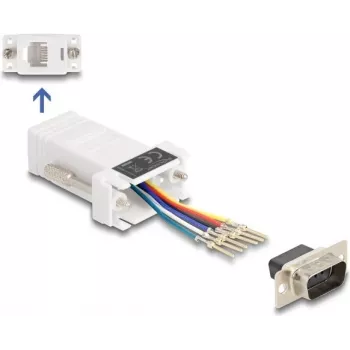 DeLOCK D-Sub 9 conector macho a conector hembra RJ12 set de montaje blanco