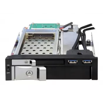DeLOCK 5,25 bahía móvil para 1 x 2,5 + 1 x 3,5 SATA HDD + 2 x puertos USB3.0 - bahía de almacenamiento móvil - 6,4 cm, 8,9 cm (2.5, 8,90cm (3.5)) (47209)