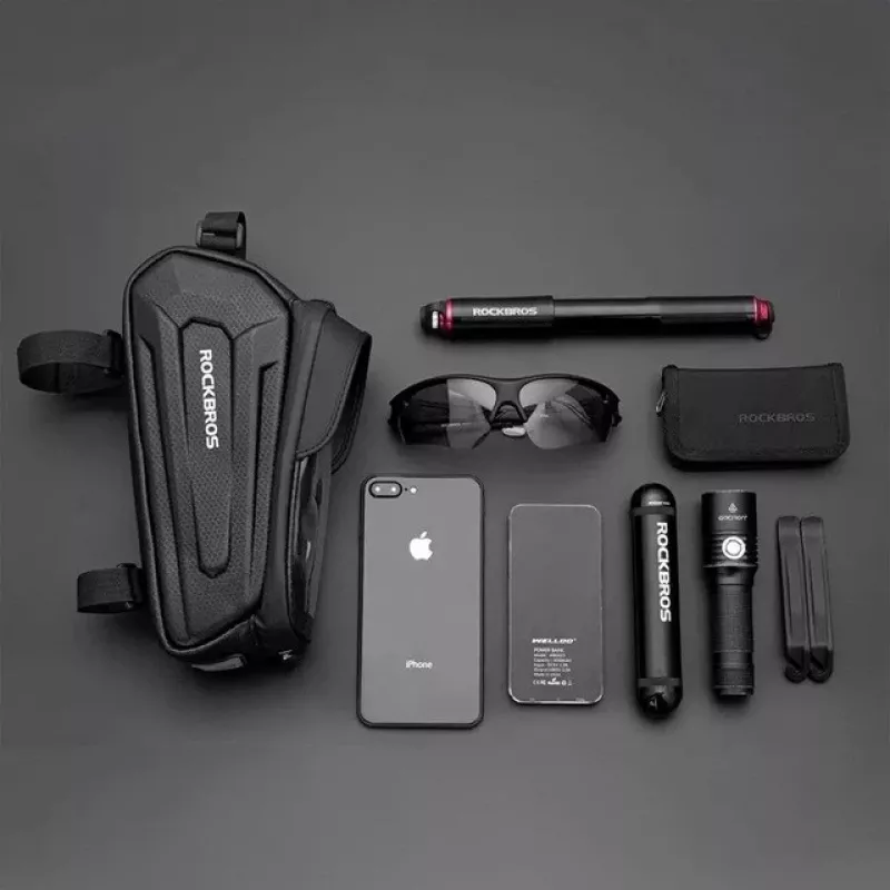 Rockbros B68-1 Bolsa de cuadro para bicicleta con bolsillo para móvil 1,7 l negra